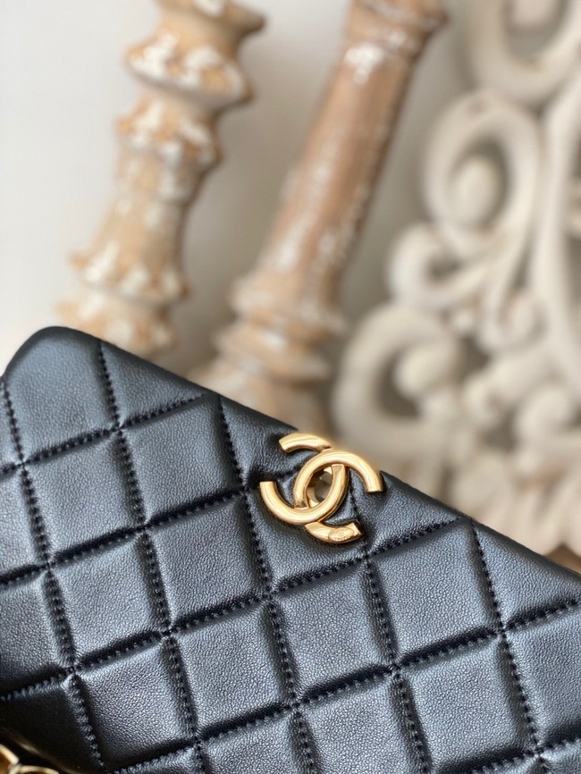 Chanel SMALL FLAP BAG Lambskin & Gold-Tone Metal AS3367 black