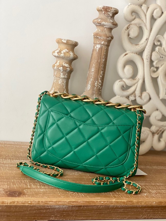 Chanel SMALL FLAP BAG Lambskin & Gold-Tone Metal AS3367 green