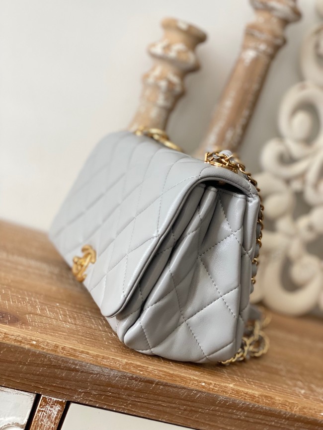 Chanel SMALL FLAP BAG Lambskin & Gold-Tone Metal AS3367 light gray