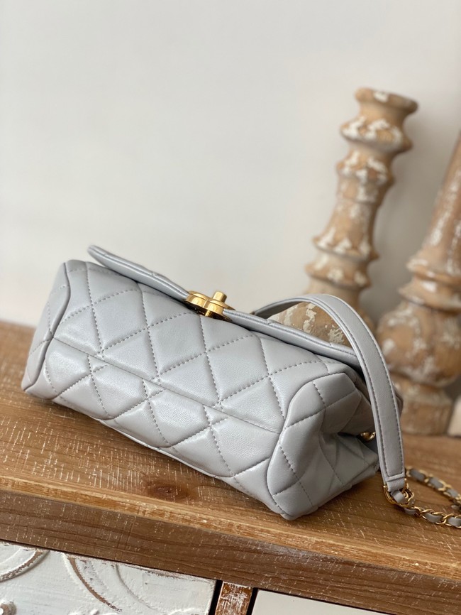 Chanel SMALL FLAP BAG Lambskin & Gold-Tone Metal AS3367 light gray