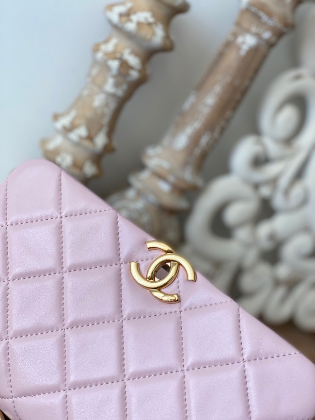 Chanel SMALL FLAP BAG Lambskin & Gold-Tone Metal AS3367 pink