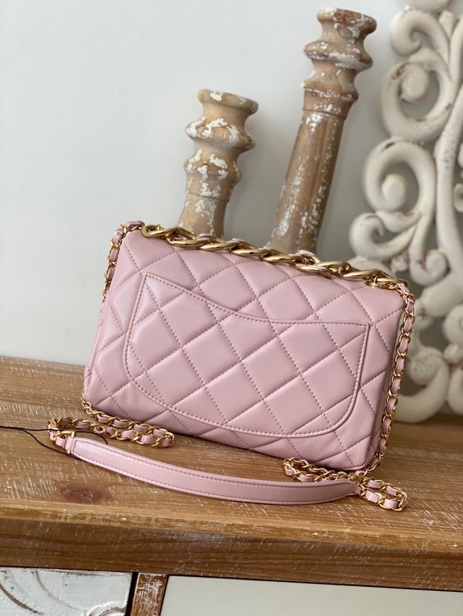 Chanel SMALL FLAP BAG Lambskin & Gold-Tone Metal AS3367 pink