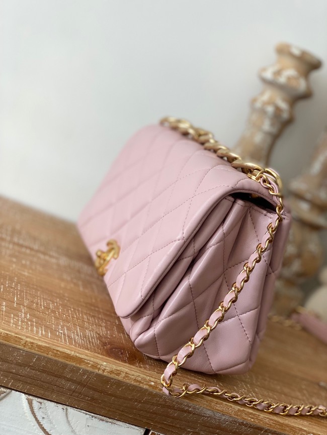 Chanel SMALL FLAP BAG Lambskin & Gold-Tone Metal AS3367 pink