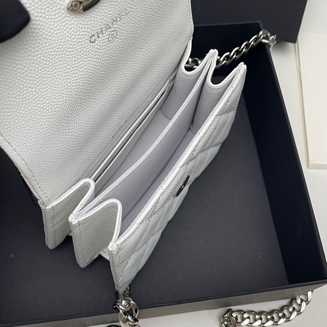 Chanel Grained Calfskin CLUTCH WITH CHAIN AP2758 white