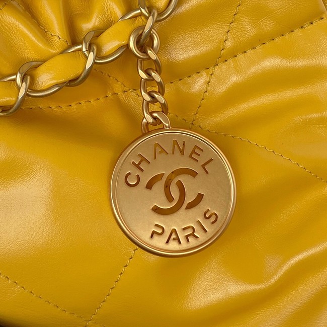 CHANEL 22 HANDBAG Shiny Calfskin & Gold-Tone Metal AS3261 yellow