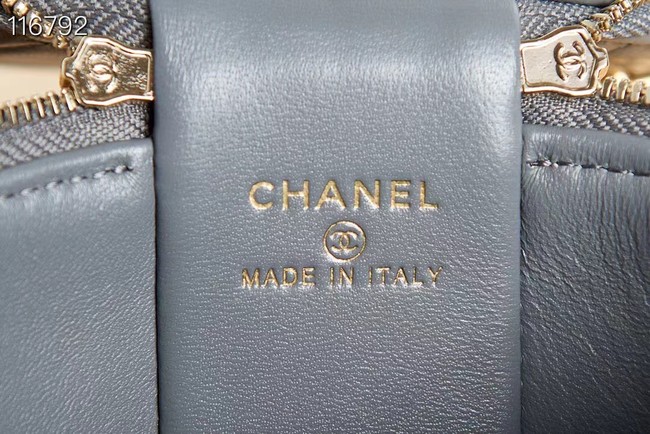 CHANEL VANITY WITH CHAIN Lambskin & Gold-Tone Metal AS2873 gray