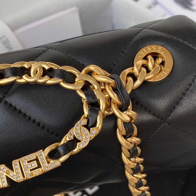 Chanel FLAP BAG Lambskin & Gold-Tone Metal AS3451 black