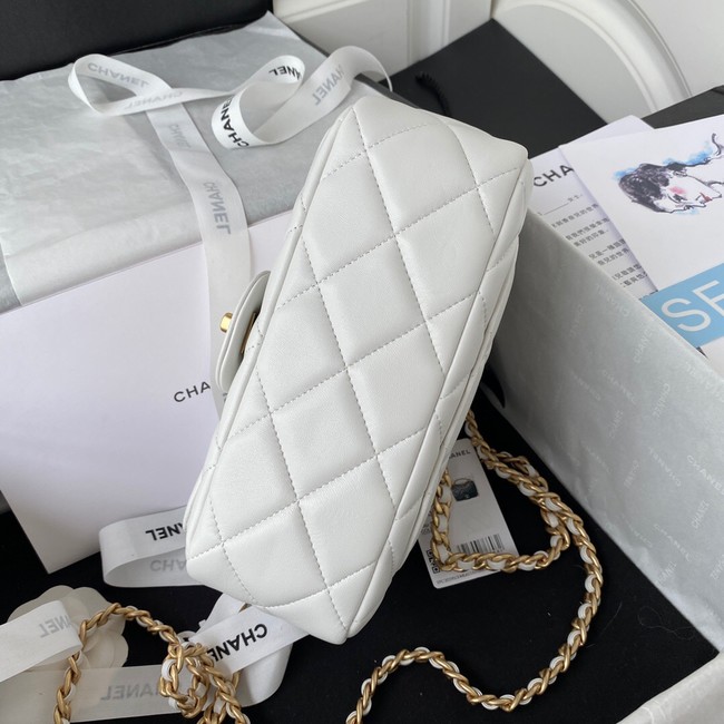 Chanel FLAP BAG Lambskin & Gold-Tone Metal AS3451 white