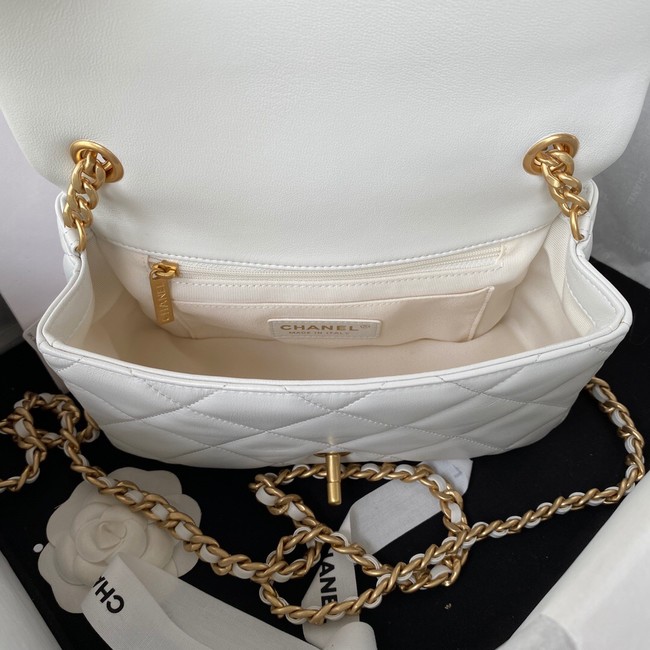 Chanel FLAP BAG Lambskin & Gold-Tone Metal AS3451 white