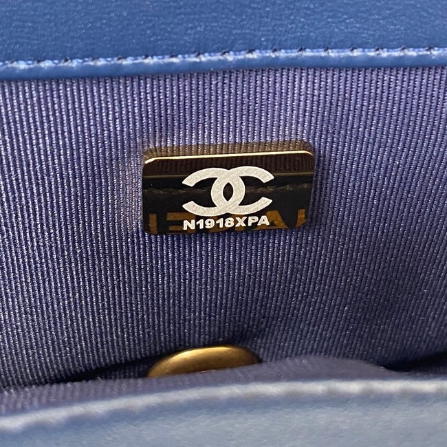 Chanel FLAP BAG Velvet & Gold-Tone Metal AS3451 blue