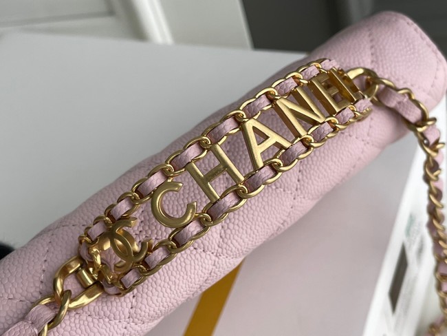 Chanel MINI FLAP BAG CLUTCH WITH CHAIN Gold-Tone Metal 22SS pink