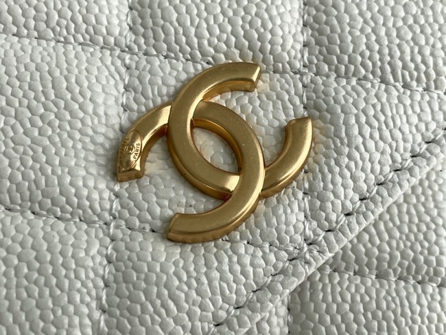 Chanel MINI FLAP BAG CLUTCH WITH CHAIN Gold-Tone Metal 22SS white