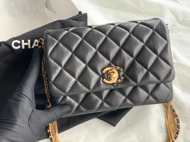 Chanel MINI FLAP BAG Lambskin & Gold-Tone Metal AS3378 black