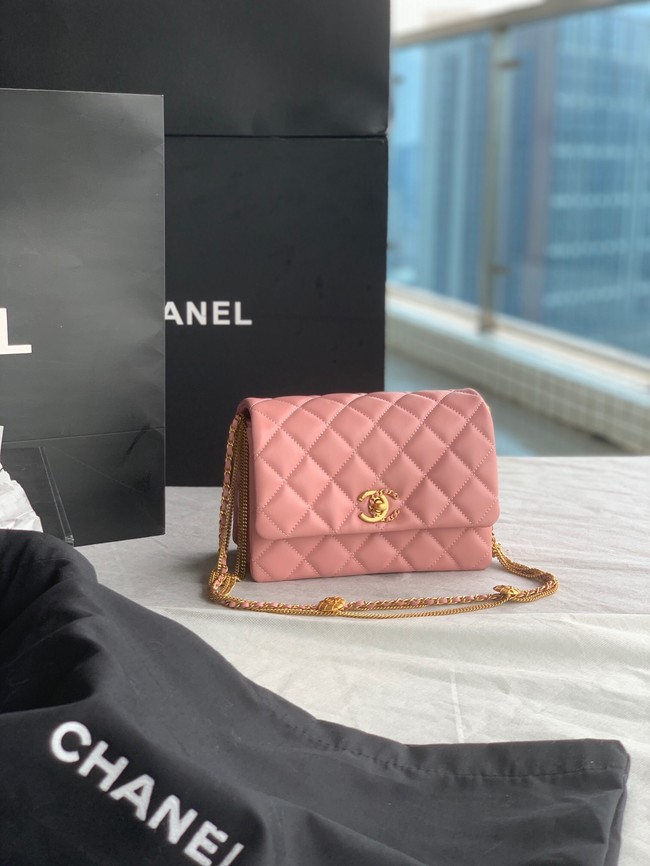 Chanel MINI FLAP BAG Lambskin & Gold-Tone Metal AS3378 pink