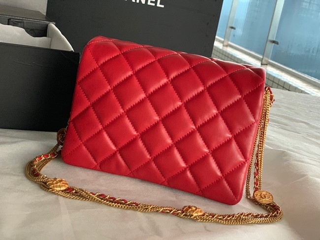 Chanel MINI FLAP BAG Lambskin & Gold-Tone Metal AS3378 red