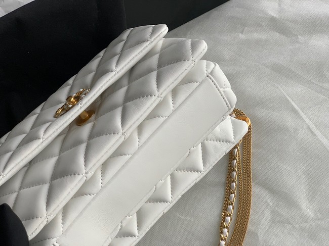 Chanel MINI FLAP BAG Lambskin & Gold-Tone Metal AS3378 white