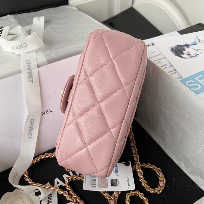 Chanel SMALL FLAP BAG Lambskin & Gold-Tone Metal AS3450 pink