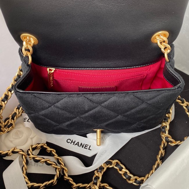 Chanel SMALL FLAP BAG Velvet & Gold-Tone Metal AS3450 black