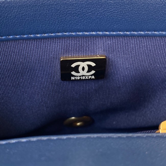 Chanel SMALL FLAP BAG Velvet & Gold-Tone Metal AS3450 blue