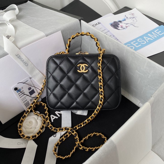 Chanel SMALL VANITY CASE Lambskin & Gold-Tone Metal AS3318 black