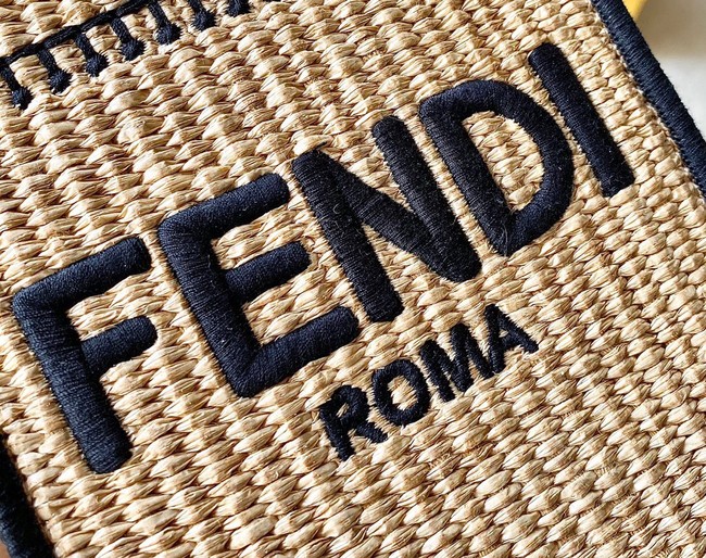 FENDI Mini Sunshine Shopper FF raffia mini-bag 8BS051A black