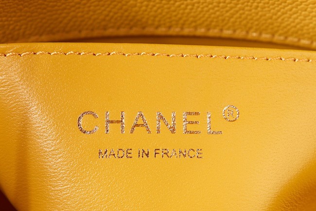 SMALL BOY CHANEL MESSENGER BAG Grained Calfskin & Gold-Tone Metal AS3350 yellow