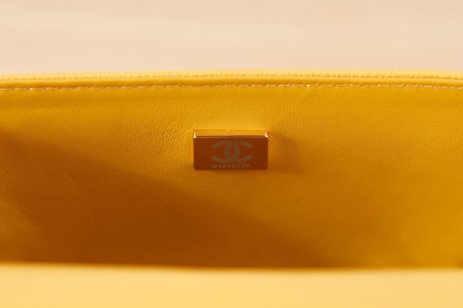 SMALL BOY CHANEL MESSENGER BAG Grained Calfskin & Gold-Tone Metal AS3350 yellow