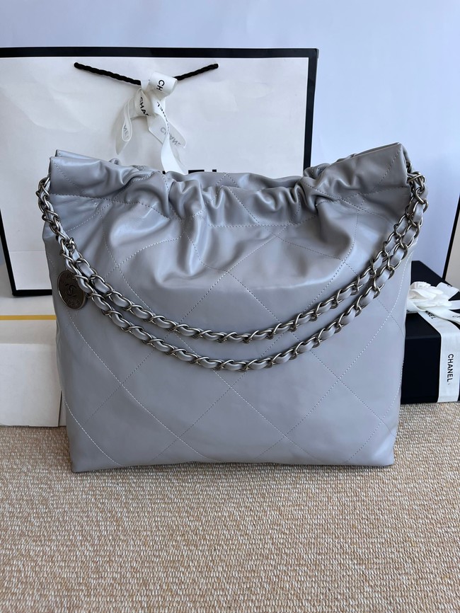 CHANEL 22 HANDBAG Calfskin & Silver-Tone Metal AS3261 gray