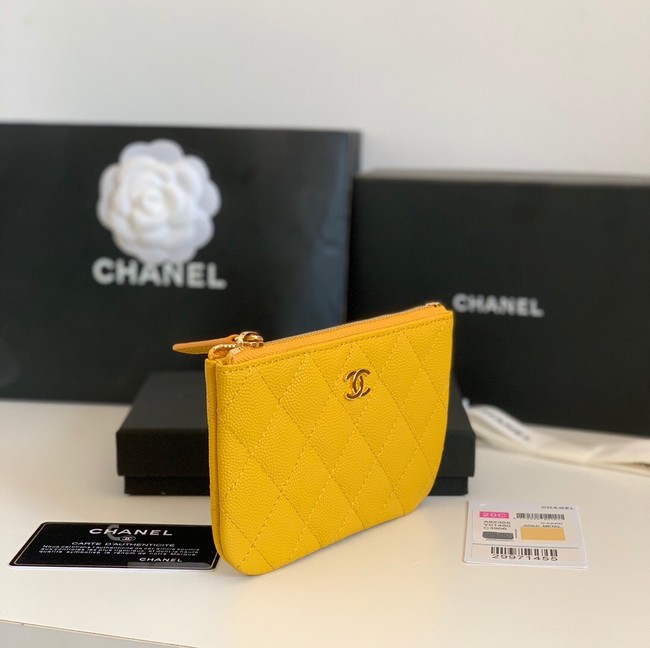 Chanel Calfskin Leather & Gold-Tone Metal A69271 yellow