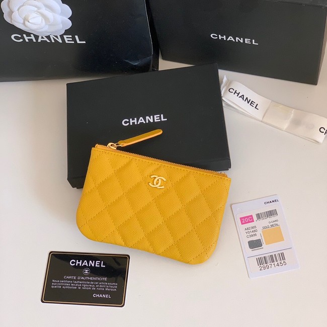 Chanel Calfskin Leather & Gold-Tone Metal A69271 yellow