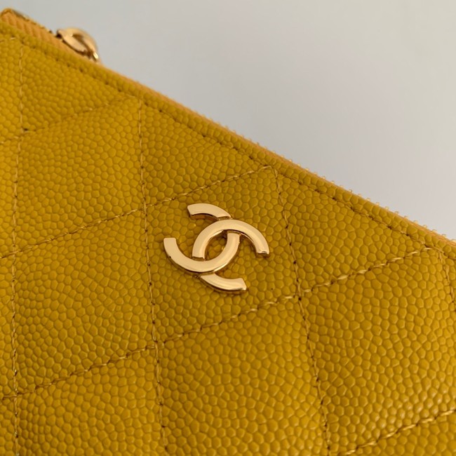 Chanel Calfskin Leather & Gold-Tone Metal A69271 yellow