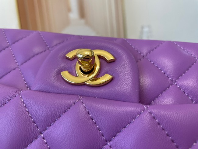 Chanel Classic Flap Bag Original Sheepskin Leather A1116 Purple&Gold-Tone Metal