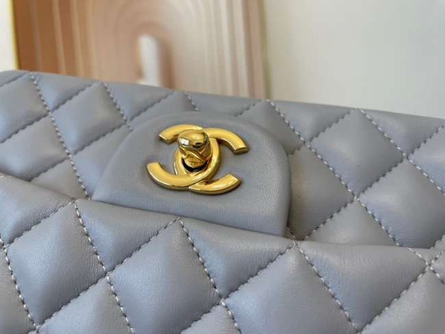 Chanel Classic Flap Bag Original Sheepskin Leather A1116 gray blue&Gold-Tone Metal