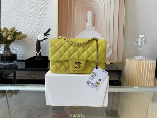 Chanel Classic Flap Bag Original Sheepskin Leather A1116 lemon&Gold-Tone Metal