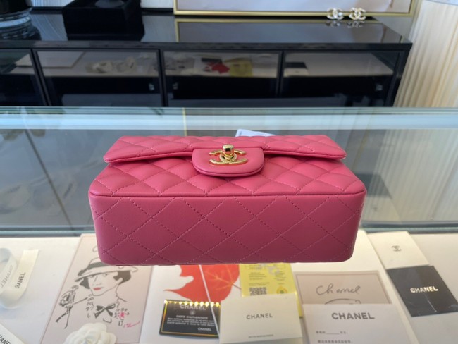 Chanel mini Classic Flap Bag Original Sheepskin Leather A1116 Watermelon red&Gold-Tone Metal