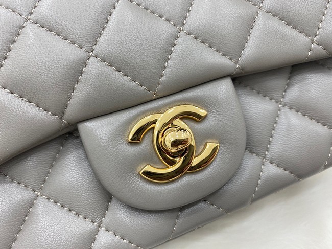 Chanel mini Classic Flap Bag Original Sheepskin Leather A1116 gray&Gold-Tone Metal