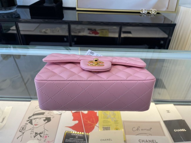 Chanel mini Classic Flap Bag Original Sheepskin Leather A1116 pink&Gold-Tone Metal