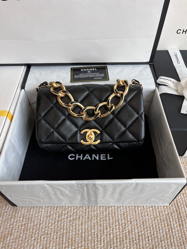 Chanel FLAP BAG Lambskin & Gold-Tone Metal AS3366 black