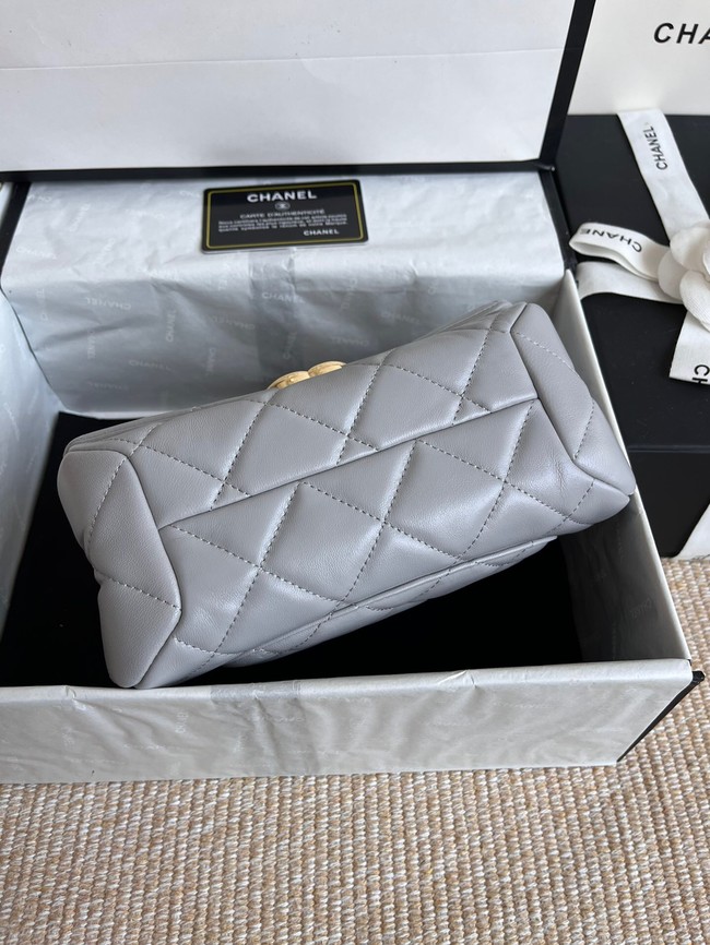 Chanel FLAP BAG Lambskin & Gold-Tone Metal AS3366 gray