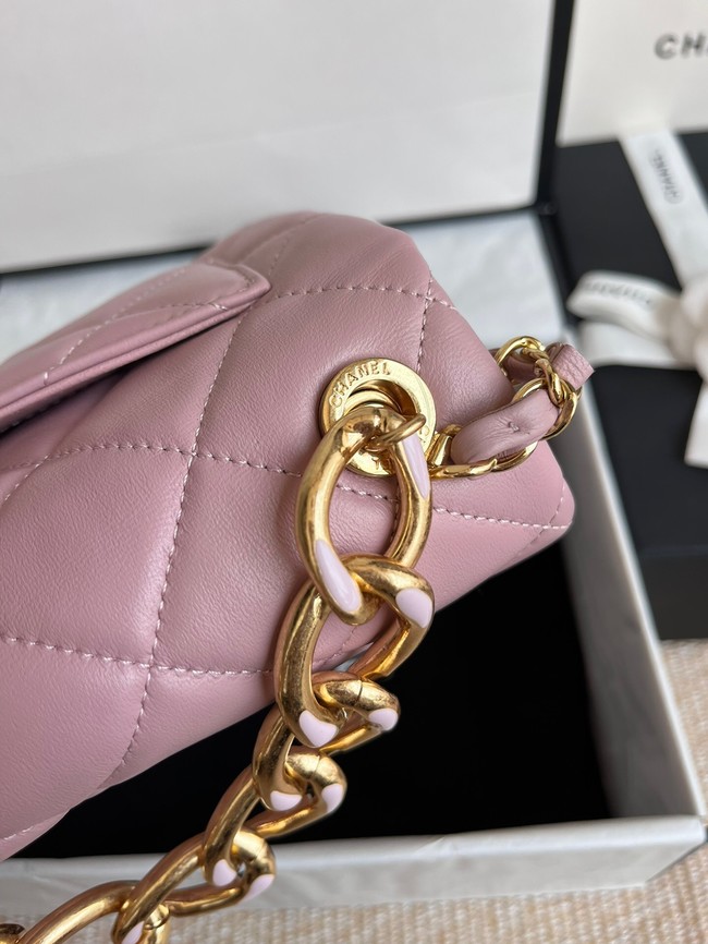 Chanel FLAP BAG Lambskin & Gold-Tone Metal AS3366 pink