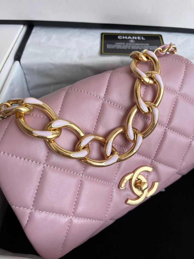 Chanel FLAP BAG Lambskin & Gold-Tone Metal AS3366 pink