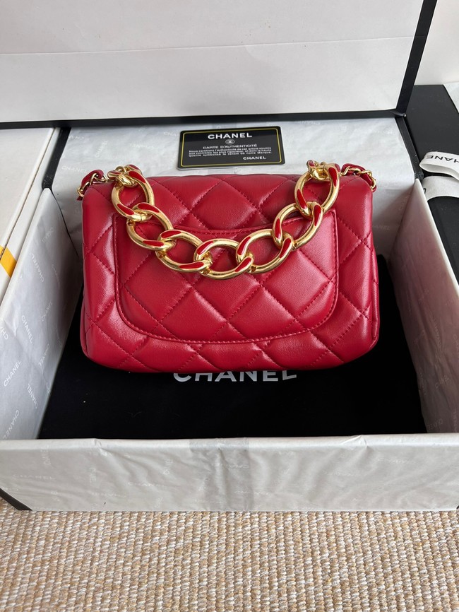 Chanel FLAP BAG Lambskin & Gold-Tone Metal AS3366 red