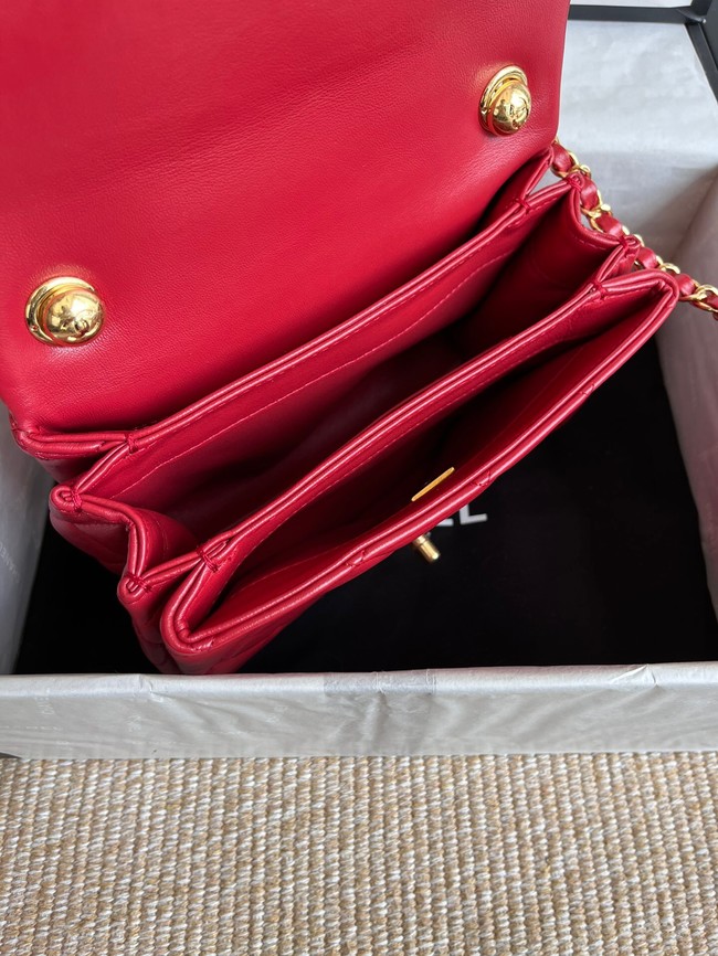 Chanel FLAP BAG Lambskin & Gold-Tone Metal AS3366 red