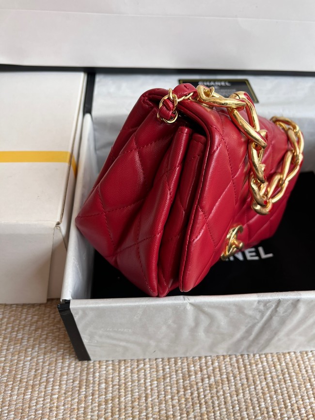 Chanel FLAP BAG Lambskin & Gold-Tone Metal AS3366 red