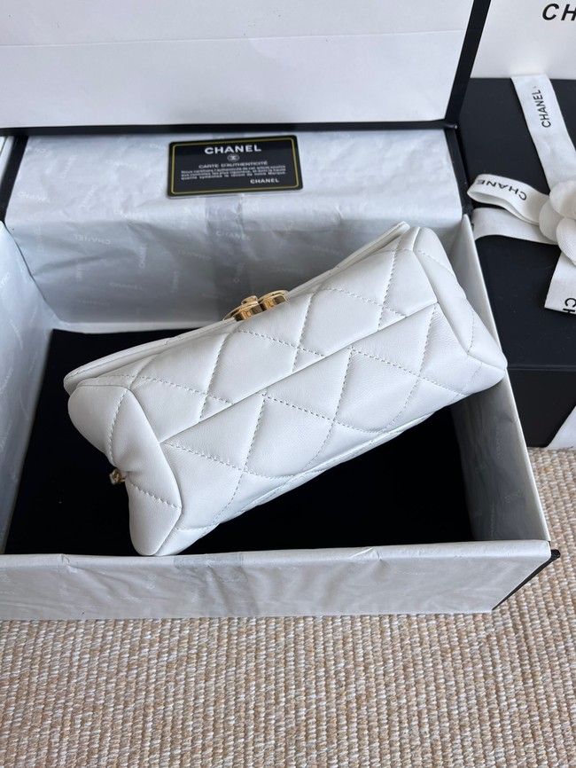 Chanel FLAP BAG Lambskin & Gold-Tone Metal AS3366 white