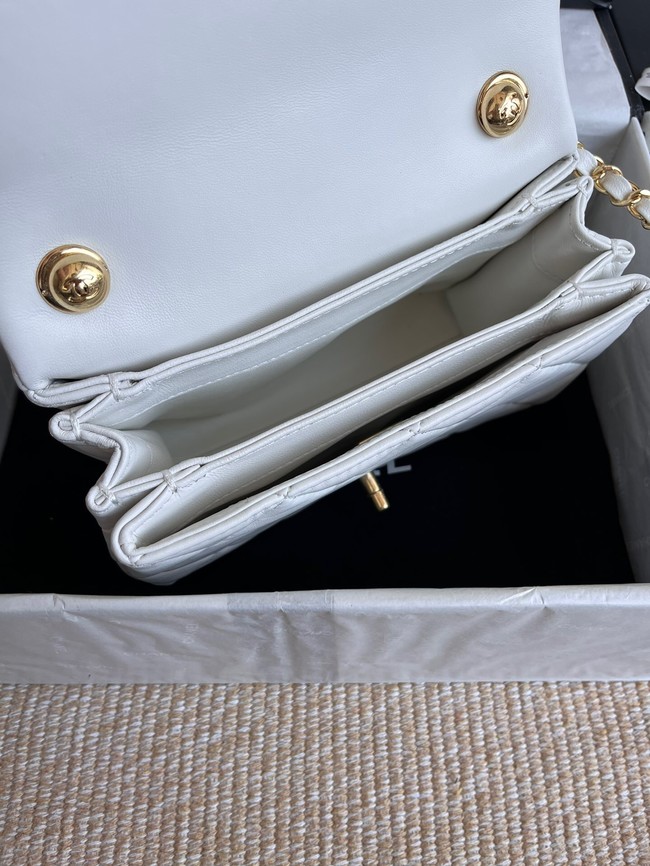 Chanel FLAP BAG Lambskin & Gold-Tone Metal AS3366 white