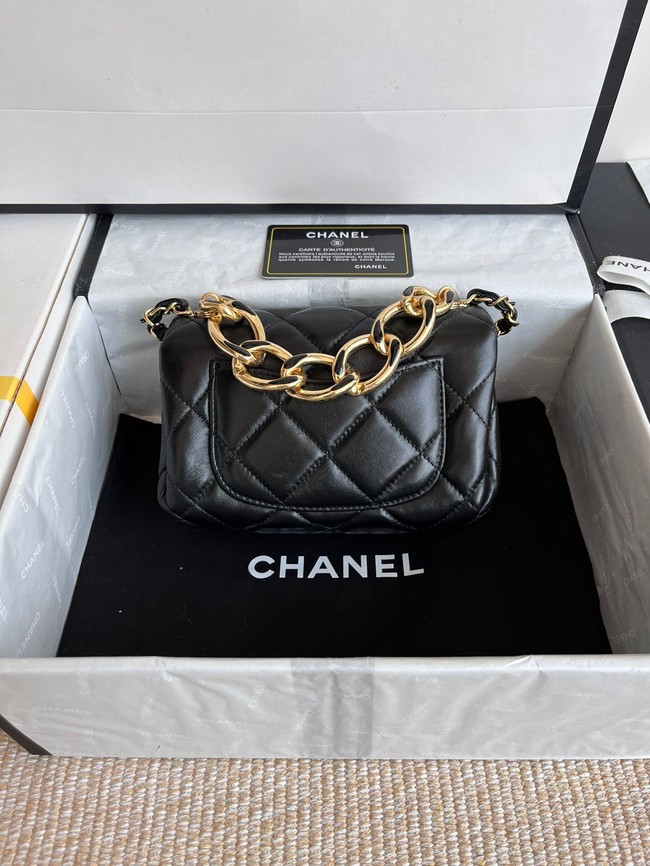 Chanel FLAP BAG Lambskin & Gold-Tone Metal AS3375 black