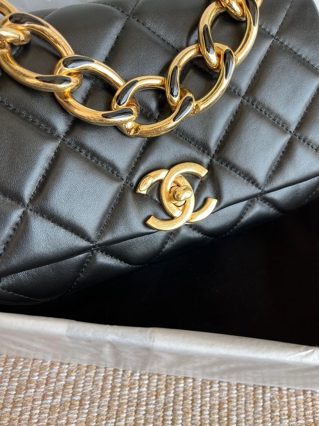 Chanel FLAP BAG Lambskin & Gold-Tone Metal AS3375 black