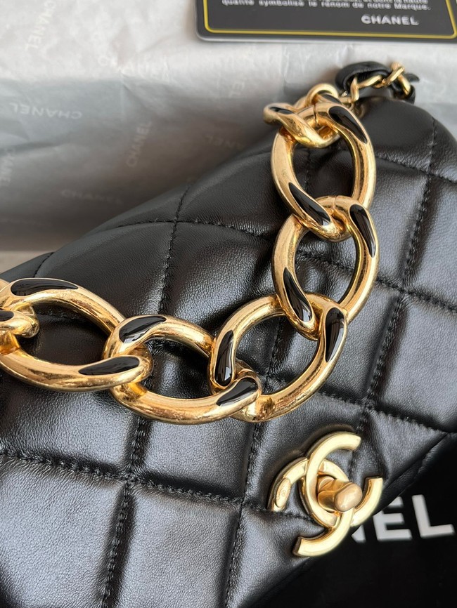 Chanel FLAP BAG Lambskin & Gold-Tone Metal AS3375 black