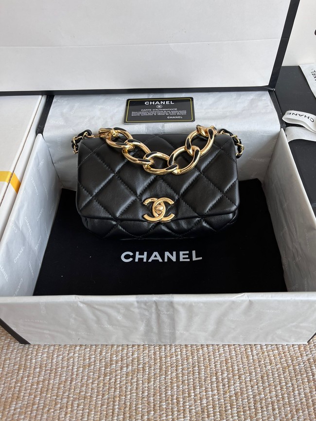 Chanel FLAP BAG Lambskin & Gold-Tone Metal AS3375 black